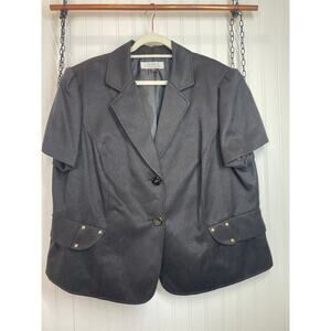 NEW Tahari Arthur S Levine Black Short Sleeve Blazer Jacket Womens Office Sz 22W